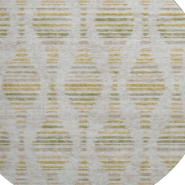 HomeRoots 8' X 10' Ivory and Gold Striped Washable Area Rug with UV Protection for Stylish, Durable Living Spaces 715031