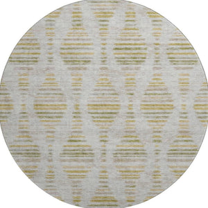 HomeRoots 8' X 10' Ivory and Gold Striped Washable Area Rug with UV Protection for Stylish, Durable Living Spaces 715031