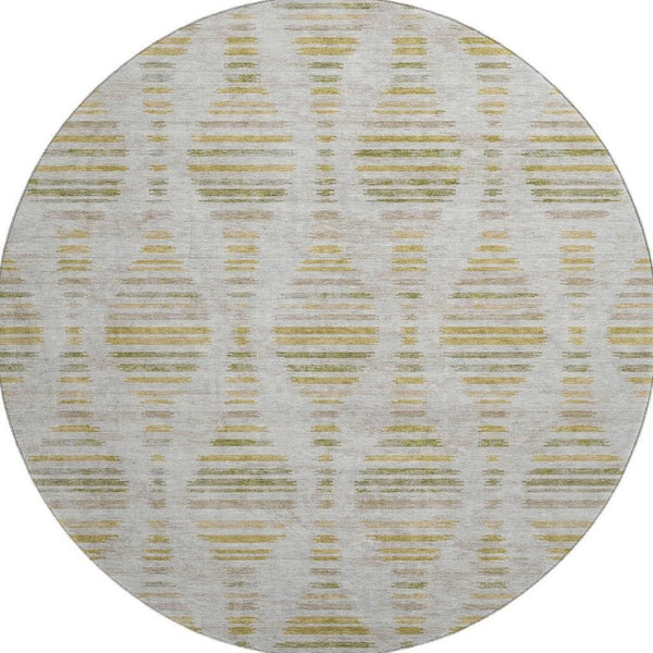 HomeRoots 8' X 10' Ivory and Gold Striped Washable Area Rug with UV Protection for Stylish, Durable Living Spaces 715031