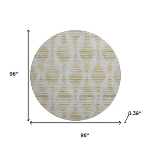 HomeRoots 8' X 10' Ivory and Gold Striped Washable Area Rug with UV Protection for Stylish, Durable Living Spaces 715031