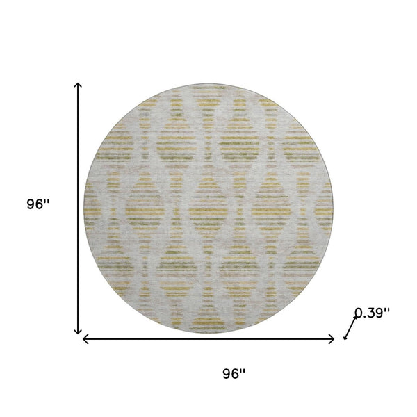 HomeRoots 8' X 10' Ivory and Gold Striped Washable Area Rug with UV Protection for Stylish, Durable Living Spaces 715031