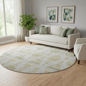 HomeRoots 8' X 10' Ivory and Gold Striped Washable Area Rug with UV Protection for Stylish, Durable Living Spaces 715031