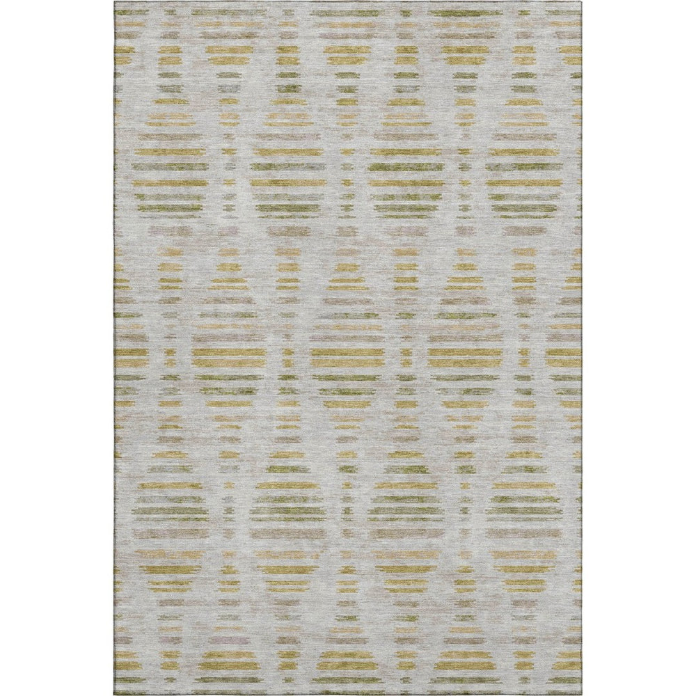 HomeRoots 9' X 12' Ivory And Gold Striped Washable Area Rug - Stylish, Durable, UV-Protected for High-Traffic Areas 715032
