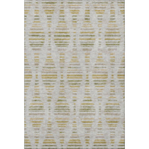 HomeRoots 9' X 12' Ivory And Gold Striped Washable Area Rug - Stylish, Durable, UV-Protected for High-Traffic Areas 715032