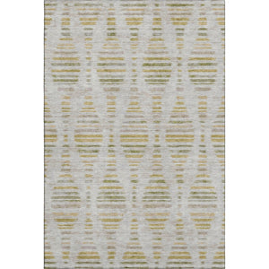 HomeRoots 10' X 14' Ivory and Gold Striped Area Rug - Durable, Washable, UV Protected for Stylish Living Spaces! 715033