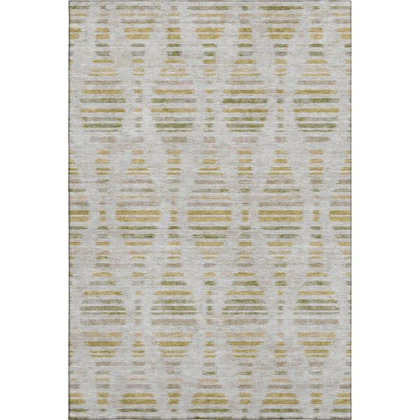 HomeRoots 10' X 14' Ivory and Gold Striped Area Rug - Durable, Washable, UV Protected for Stylish Living Spaces! 715033