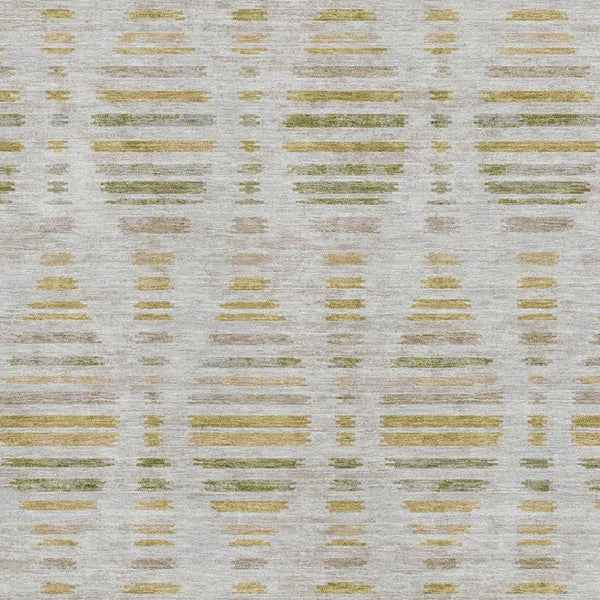 HomeRoots 10' X 14' Ivory and Gold Striped Area Rug - Durable, Washable, UV Protected for Stylish Living Spaces! 715033
