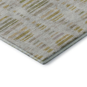 HomeRoots 10' X 14' Ivory and Gold Striped Area Rug - Durable, Washable, UV Protected for Stylish Living Spaces! 715033