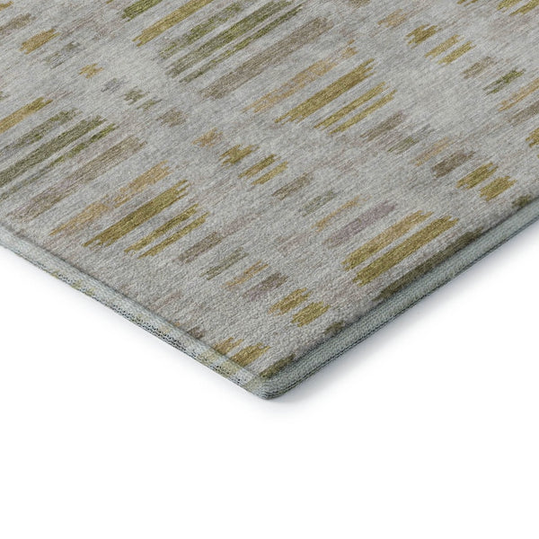 HomeRoots 10' X 14' Ivory and Gold Striped Area Rug - Durable, Washable, UV Protected for Stylish Living Spaces! 715033