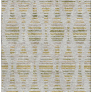 HomeRoots 10' X 14' Ivory and Gold Striped Area Rug - Durable, Washable, UV Protected for Stylish Living Spaces! 715033