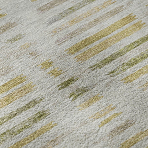 HomeRoots 10' X 14' Ivory and Gold Striped Area Rug - Durable, Washable, UV Protected for Stylish Living Spaces! 715033