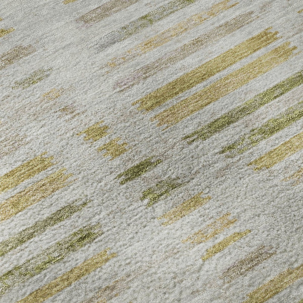 HomeRoots 10' X 14' Ivory and Gold Striped Area Rug - Durable, Washable, UV Protected for Stylish Living Spaces! 715033
