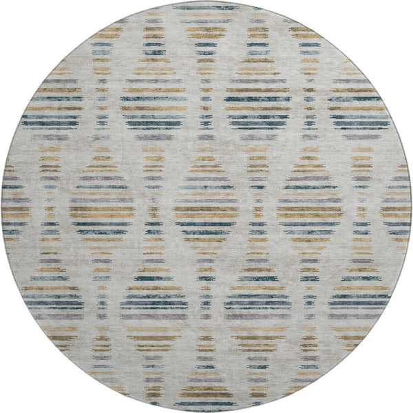 HomeRoots 8' X 10' Stylish Linen & Blue Striped Washable Area Rug with UV Protection for Indoor & Outdoor Use 715037