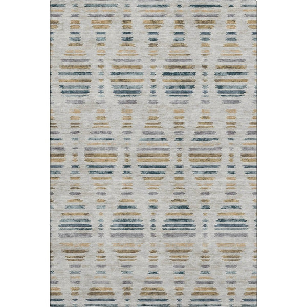 HomeRoots 10' X 14' Linen And Blue Striped Area Rug - UV Resistant, Machine Washable for Easy Care & Style! 715039
