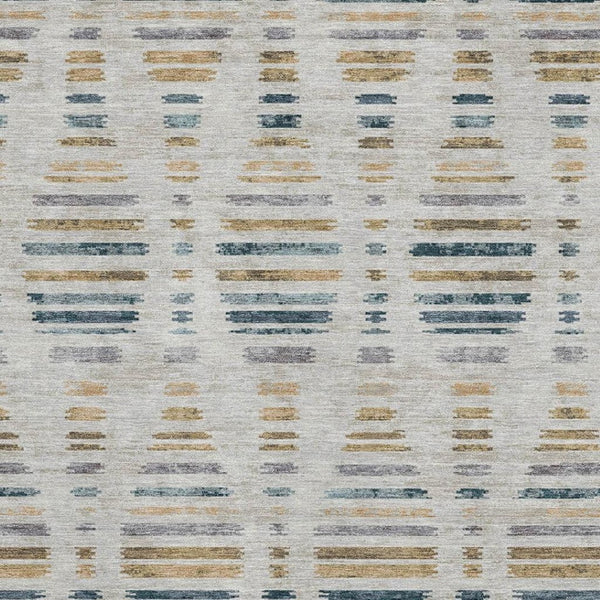 HomeRoots 10' X 14' Linen And Blue Striped Area Rug - UV Resistant, Machine Washable for Easy Care & Style! 715039