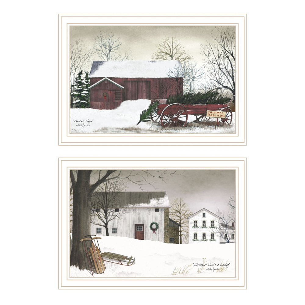 English Elm Trendy Decor 4u Billy Jacobs Christmas Two Panel Framed Wall Art White Wood Set B067P255224