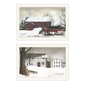 English Elm Trendy Decor 4u Billy Jacobs Christmas Two Panel Framed Wall Art White Wood Set B067P255224