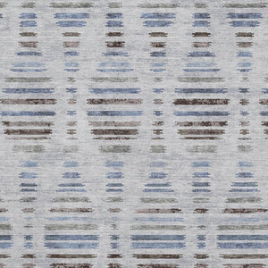 HomeRoots 10' Light Taupe & Blue Striped Washable Area Rug – Durable, UV-Protected, Pet-Friendly Design! 715045