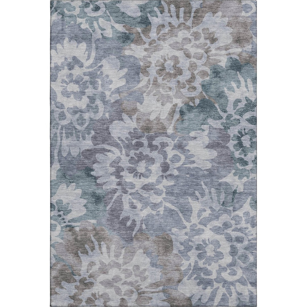 HomeRoots 8' Blue And Silver Floral Washable Rug - Durable, UV Protected, Machine Washable for Easy Care! 715048