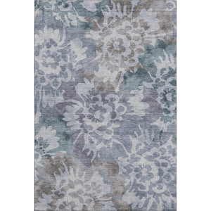 HomeRoots 8' Blue And Silver Floral Washable Rug - Durable, UV Protected, Machine Washable for Easy Care! 715048