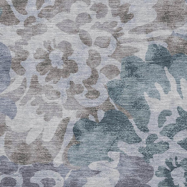 HomeRoots 8' Blue And Silver Floral Washable Rug - Durable, UV Protected, Machine Washable for Easy Care! 715048