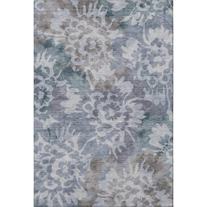 HomeRoots 8' Blue And Silver Floral Washable Rug - Durable, UV Protected, Machine Washable for Easy Care! 715048