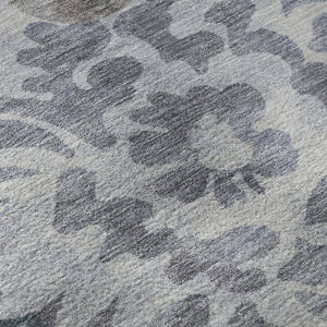 HomeRoots 8' Blue And Silver Floral Washable Rug - Durable, UV Protected, Machine Washable for Easy Care! 715048