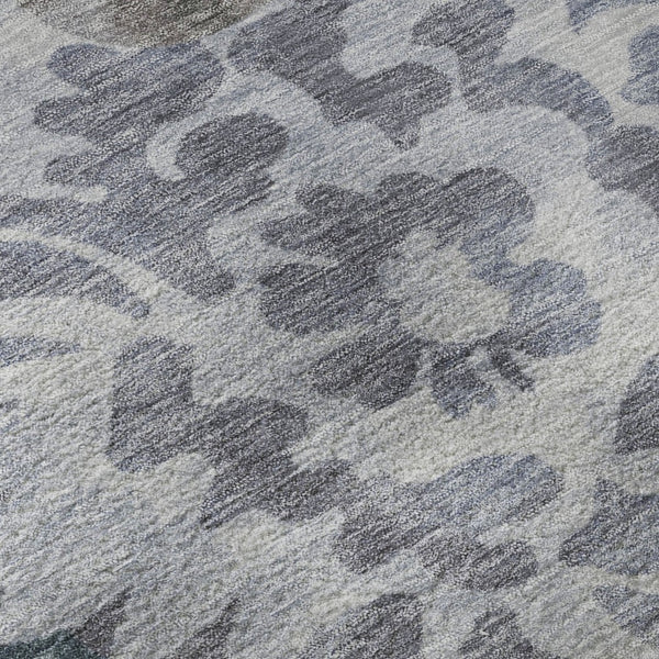 HomeRoots 8' Blue And Silver Floral Washable Rug - Durable, UV Protected, Machine Washable for Easy Care! 715048