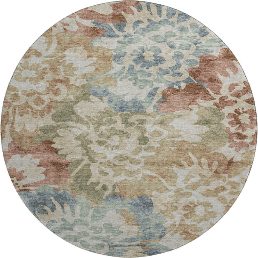 HomeRoots 8' X 10' Floral Washable Area Rug with UV Protection - Durable, Stain Resistant, Perfect for Homes! 715055