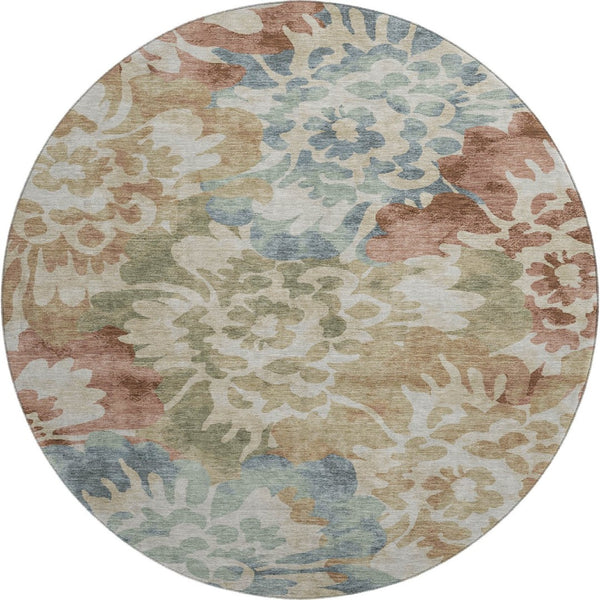 HomeRoots 8' X 10' Floral Washable Area Rug with UV Protection - Durable, Stain Resistant, Perfect for Homes! 715055