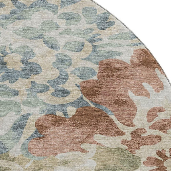 HomeRoots 8' X 10' Floral Washable Area Rug with UV Protection - Durable, Stain Resistant, Perfect for Homes! 715055