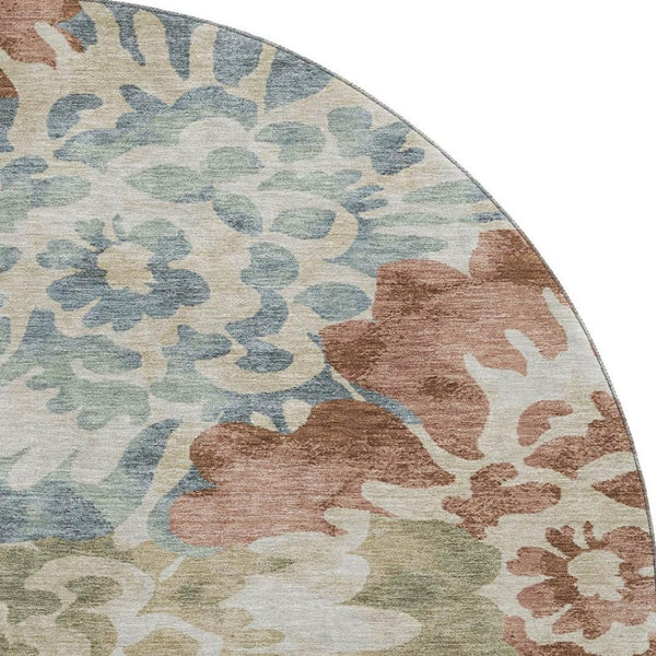 HomeRoots 8' X 10' Floral Washable Area Rug with UV Protection - Durable, Stain Resistant, Perfect for Homes! 715055