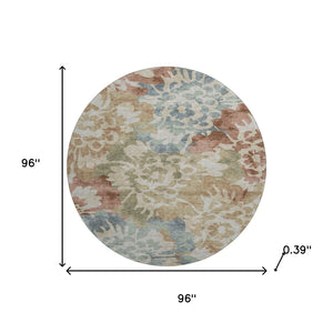 HomeRoots 8' X 10' Floral Washable Area Rug with UV Protection - Durable, Stain Resistant, Perfect for Homes! 715055