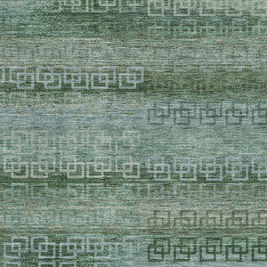 HomeRoots 5' X 8' Sage And Blue Striped Area Rug - Washable, UV Protected, Durable for Kids and Pets! 715059