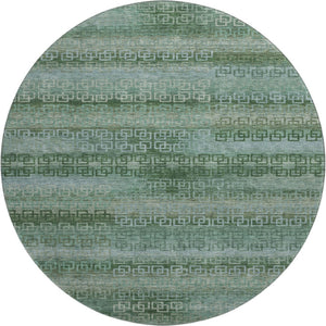 HomeRoots 8' X 10' Sage & Blue Striped Area Rug - Washable, UV Protected, Durable for High-Traffic Areas 715061