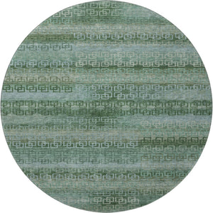 HomeRoots 8' X 10' Sage & Blue Striped Area Rug - Washable, UV Protected, Durable for High-Traffic Areas 715061