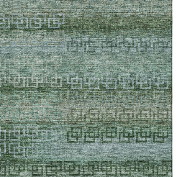 HomeRoots 9' X 12' Sage and Blue Striped Area Rug - Soft, Durable, Washable, UV-Protected for Family Spaces 715062