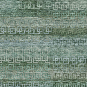 HomeRoots 10' X 14' Sage Blue Striped Washable Area Rug - Durable, UV Protected, Perfect for High-Traffic Spaces! 715063