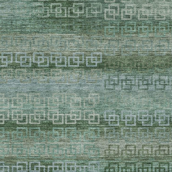 HomeRoots 10' X 14' Sage Blue Striped Washable Area Rug - Durable, UV Protected, Perfect for High-Traffic Spaces! 715063