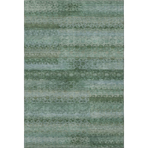 HomeRoots 10' X 14' Sage Blue Striped Washable Area Rug - Durable, UV Protected, Perfect for High-Traffic Spaces! 715063