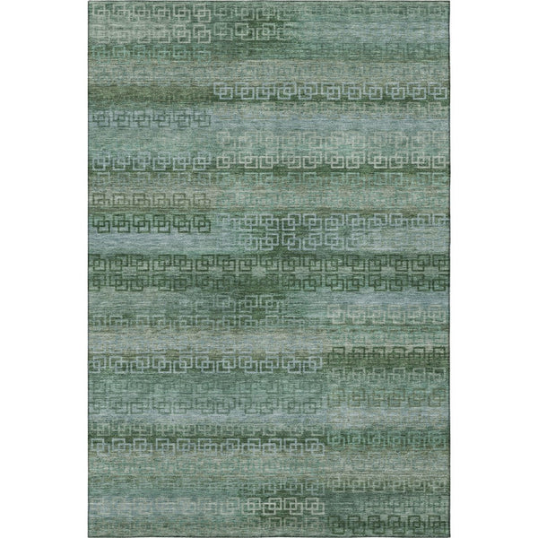HomeRoots 10' X 14' Sage Blue Striped Washable Area Rug - Durable, UV Protected, Perfect for High-Traffic Spaces! 715063