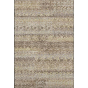 HomeRoots 5' X 8' Stylish Beige and Brown Striped Washable Area Rug with UV Protection & Stain Resistance 715065