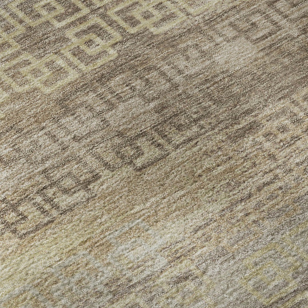 HomeRoots 8' Washable Round Rug in Beige & Brown Stripes - UV Protected, Stain Resistant for Active Homes 715066