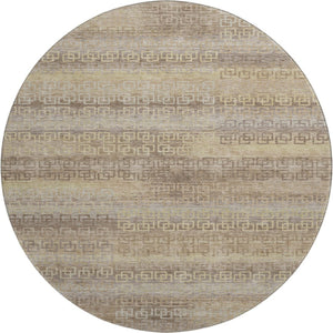 HomeRoots 8' X 10' Washable Beige and Brown Striped Area Rug – Durable, Stain Resistant, UV Protected Design 715067