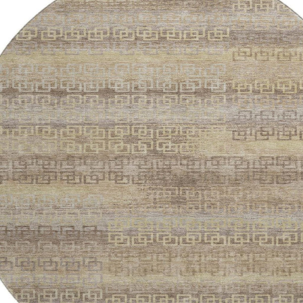 HomeRoots 8' X 10' Washable Beige and Brown Striped Area Rug – Durable, Stain Resistant, UV Protected Design 715067