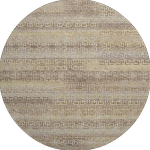 HomeRoots 8' X 10' Washable Beige and Brown Striped Area Rug – Durable, Stain Resistant, UV Protected Design 715067