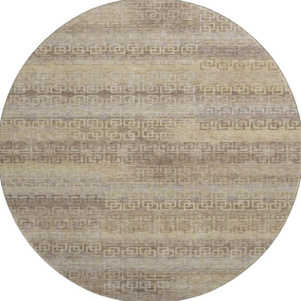 HomeRoots 8' X 10' Washable Beige and Brown Striped Area Rug – Durable, Stain Resistant, UV Protected Design 715067