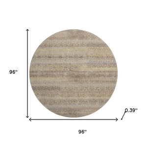 HomeRoots 8' X 10' Washable Beige and Brown Striped Area Rug – Durable, Stain Resistant, UV Protected Design 715067