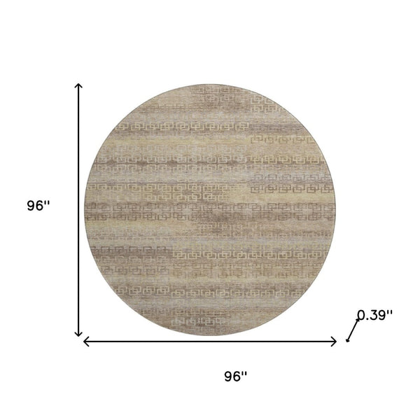 HomeRoots 8' X 10' Washable Beige and Brown Striped Area Rug – Durable, Stain Resistant, UV Protected Design 715067