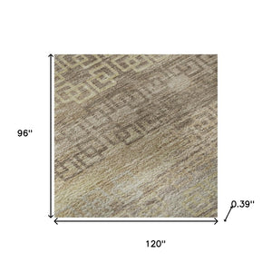 HomeRoots 9' X 12' Washable Beige & Brown Striped Area Rug - UV Resistant, Non-Slip for Family Rooms & Patios 715068